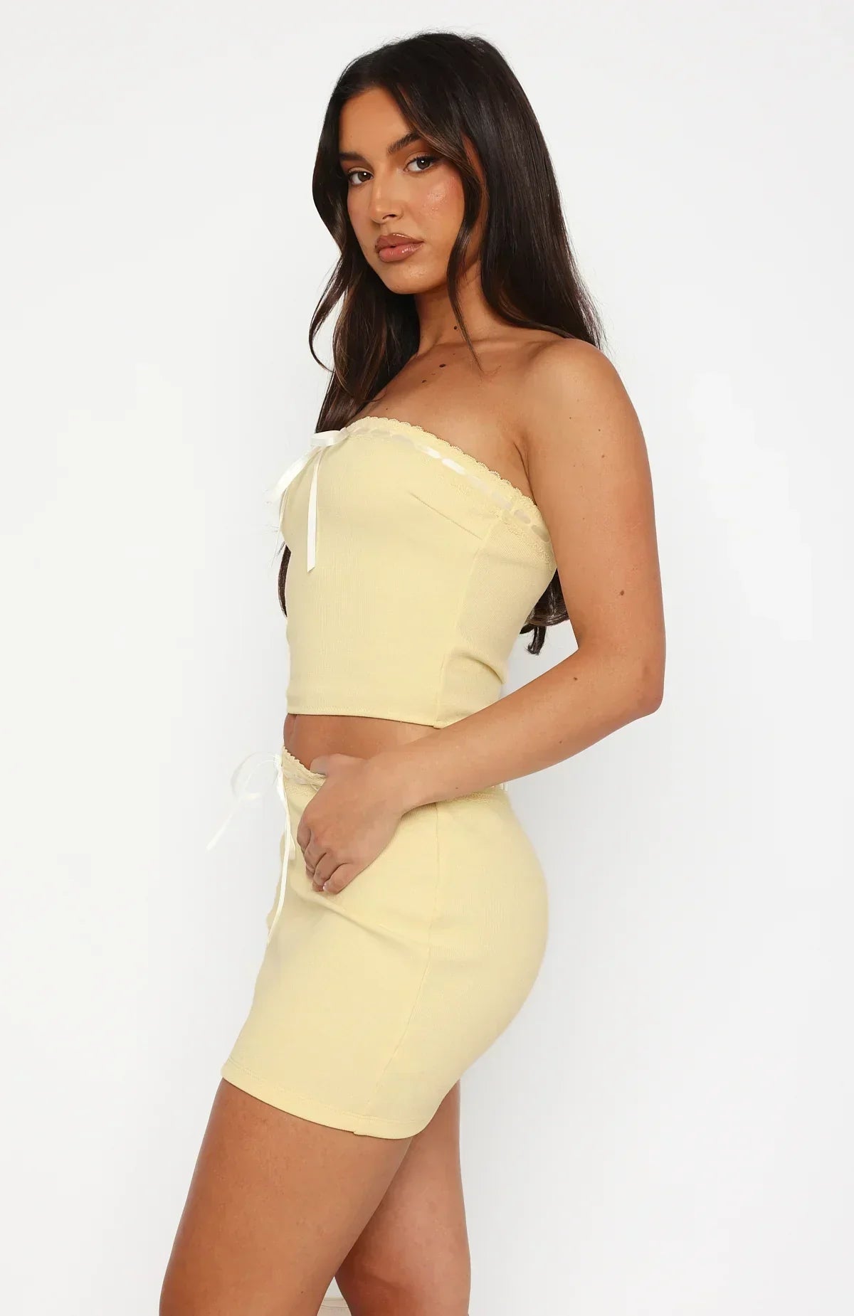 Dames minirok Slim fit Gebreide stof Strikdetail taille Elastische band