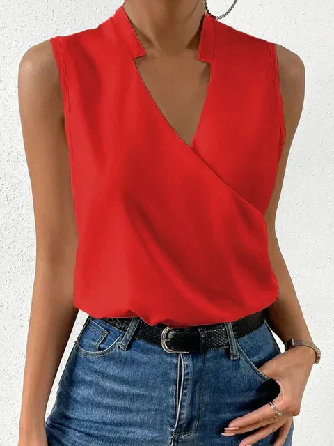Dames Blouse Mouwloos V hals Luchtig en Elegant Bloemenpatroon