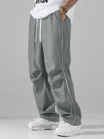 Heren Cargo Broek Relaxed Fit Trekkoord Taille Zijzakken Streetwear Look
