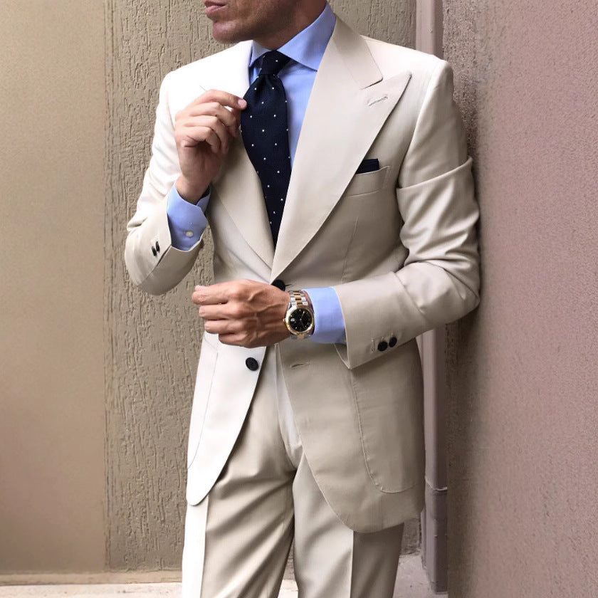 Heren Blazer Wolmix Tailored Fit Single Breasted Formele Zakelijke Look