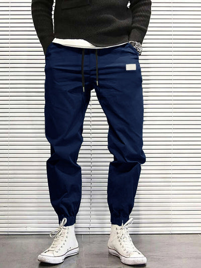 Heren cargo broek Relaxed fit Tapered pijp Elastische taille Meerdere zakken