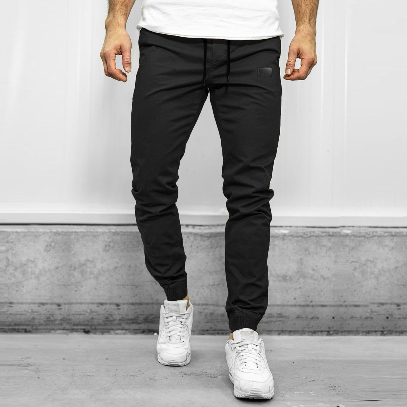Heren cargo broek Relaxed fit Tapered pijp Elastische taille Meerdere zakken