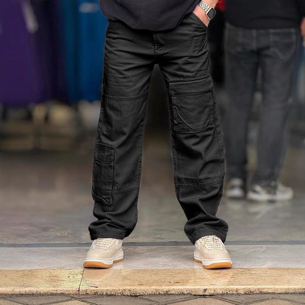 Heren Cargo Broek Relaxte Pasvorm Natuurlijke Stoffen Met Zijzakken Volledige Lengte