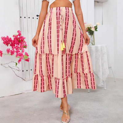 Dames Maxi Rok Bohemian Stijl Soepele Pasvorm Gelaagd Verstelbare Taille
