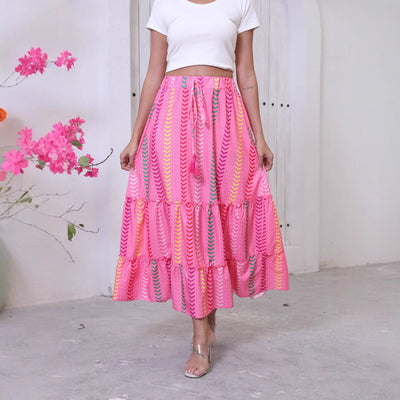 Dames Maxi Rok Bohemian Stijl Soepele Pasvorm Gelaagd Verstelbare Taille