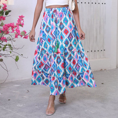Dames Maxi Rok Bohemian Stijl Soepele Pasvorm Gelaagd Verstelbare Taille