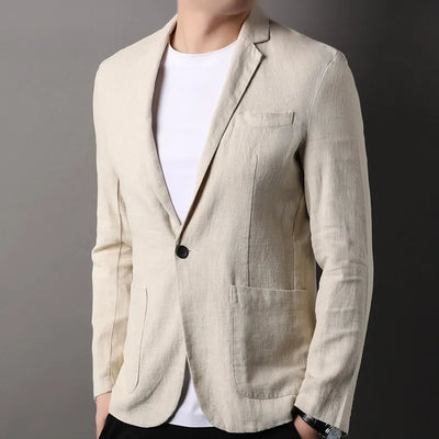 Heren Blazer Slim Fit Natuurlijk Materiaal Enkel Knopen Semi-Formeel