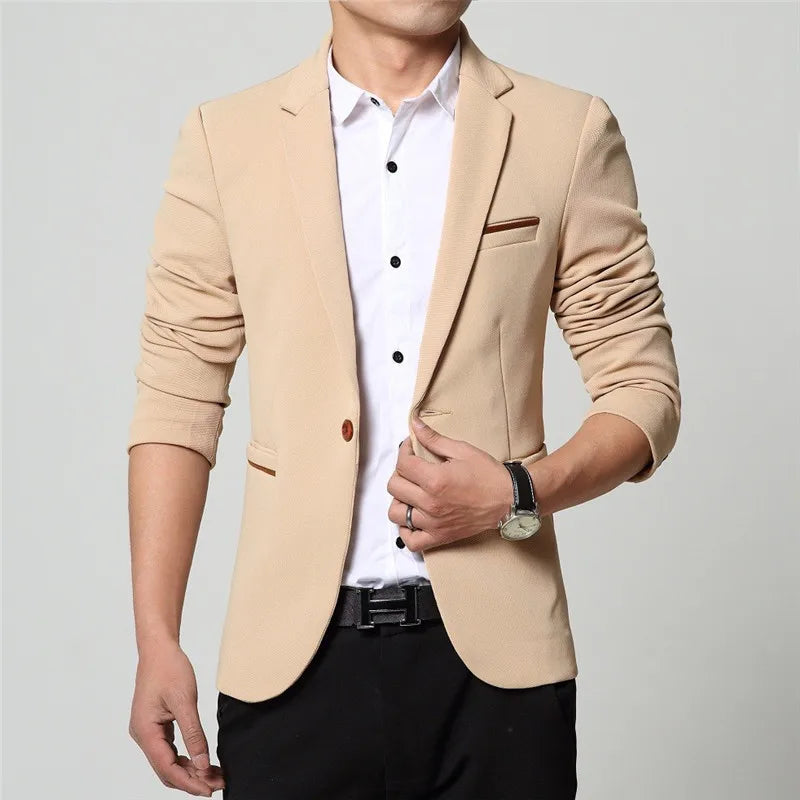 Heren Blazer Slim Fit Enkelrijig Notch Revers Lichtgewicht Elegante Stijl