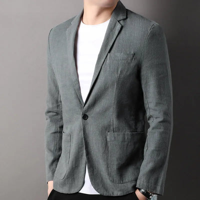 Heren Blazer Slim Fit Natuurlijk Materiaal Enkel Knopen Semi-Formeel