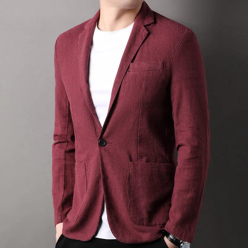 Heren Blazer Slim Fit Natuurlijk Materiaal Enkel Knopen Semi-Formeel