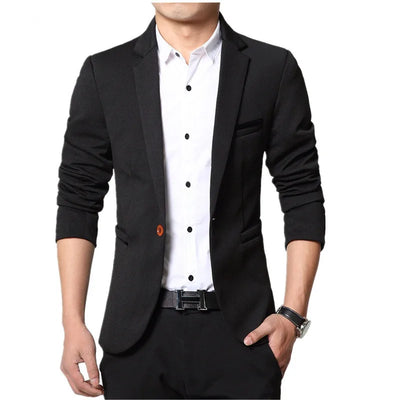Heren Blazer Slim Fit Enkelrijig Notch Revers Lichtgewicht Elegante Stijl