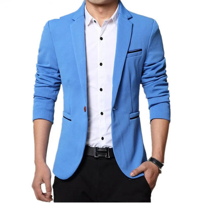 Heren Blazer Slim Fit Enkelrijig Notch Revers Lichtgewicht Elegante Stijl
